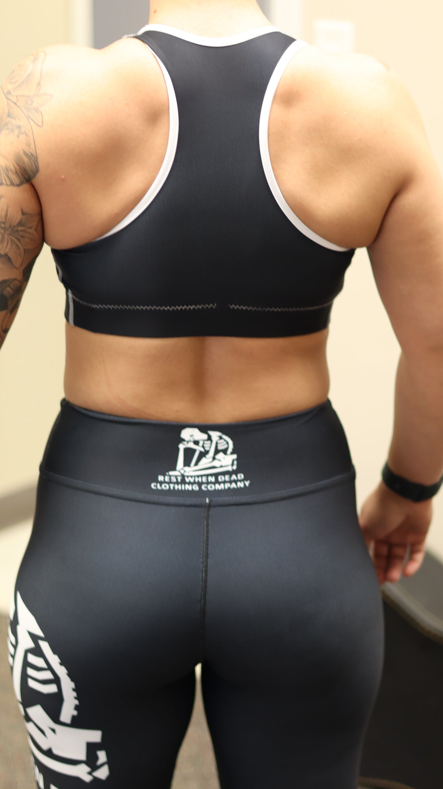 Rest When Dead - Women's Yoga Leggings (Logo on one leg)