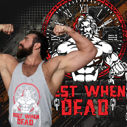 Rest When Dead - Father Time Logo - Classic Stringer - Grey