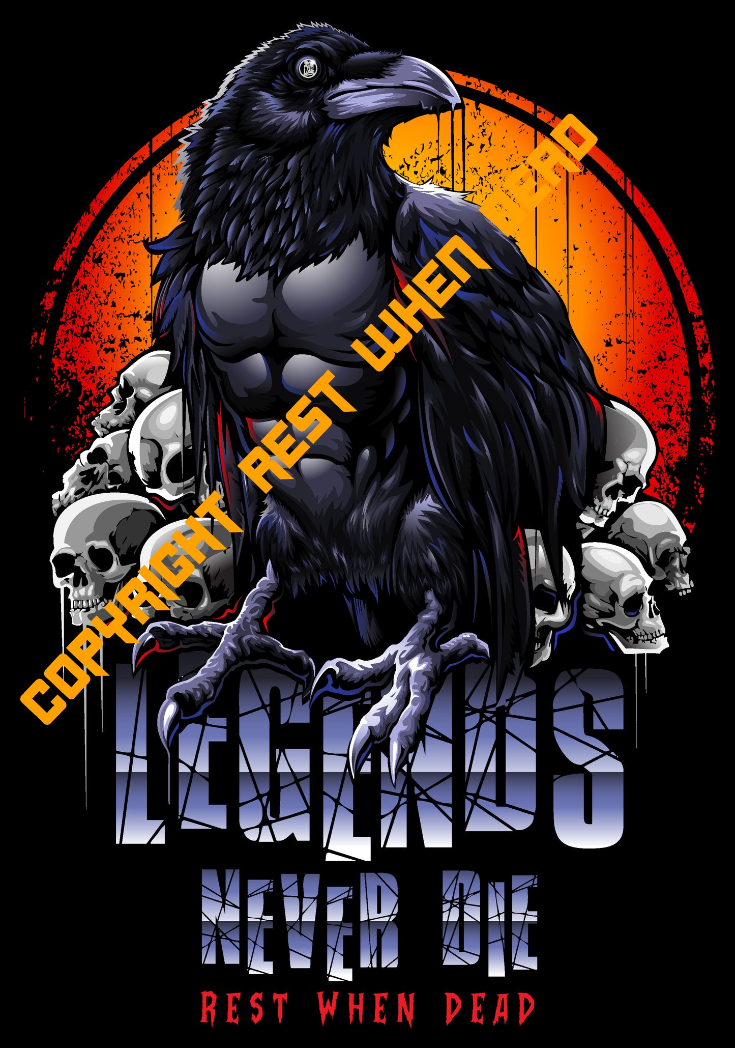 Rest When Dead - Legends Never Die Tshirt - Orange