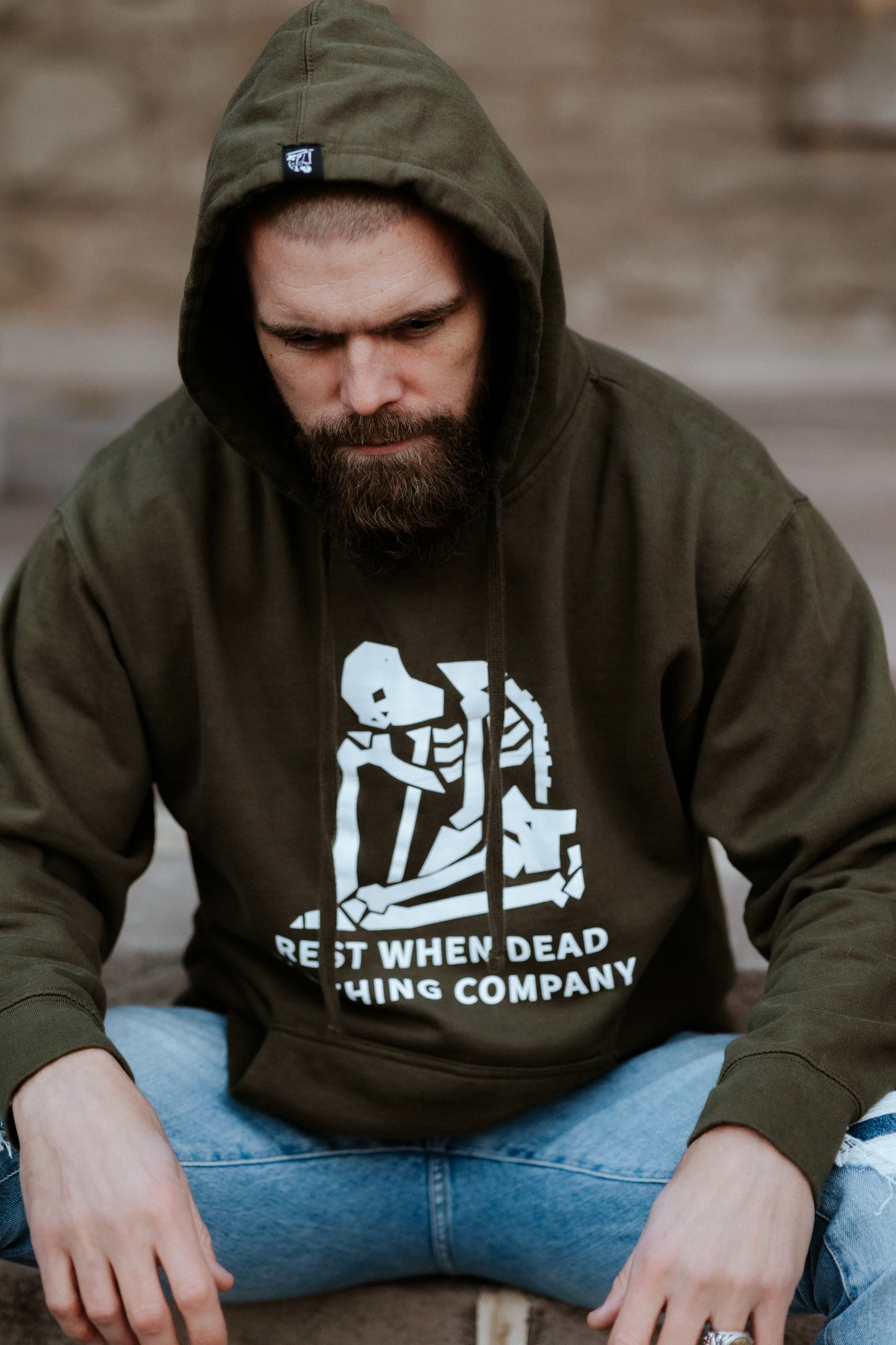 Rest When Dead - Classic Logo Hoodie - Army Green