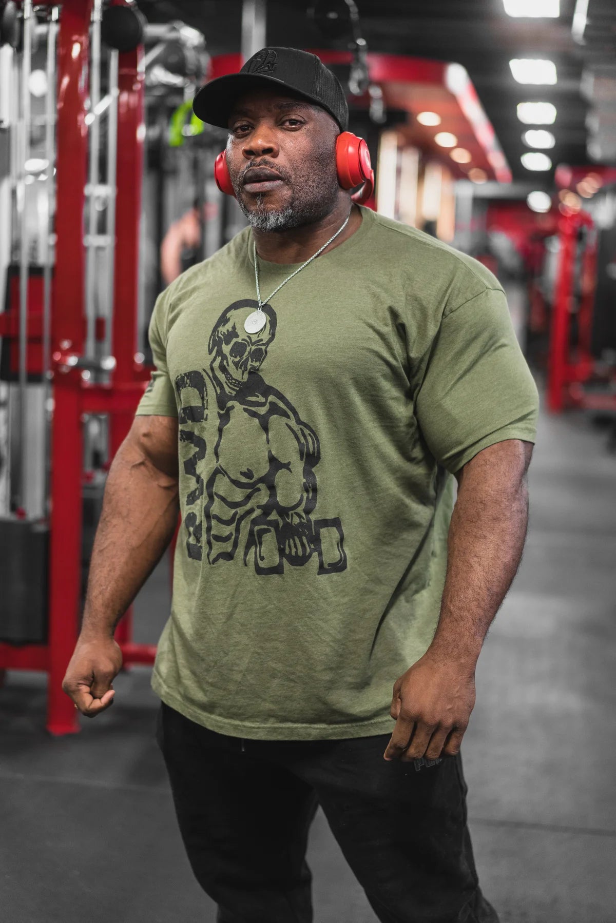 Rest When Dead - Jacked Skeleton Tee - Army Green