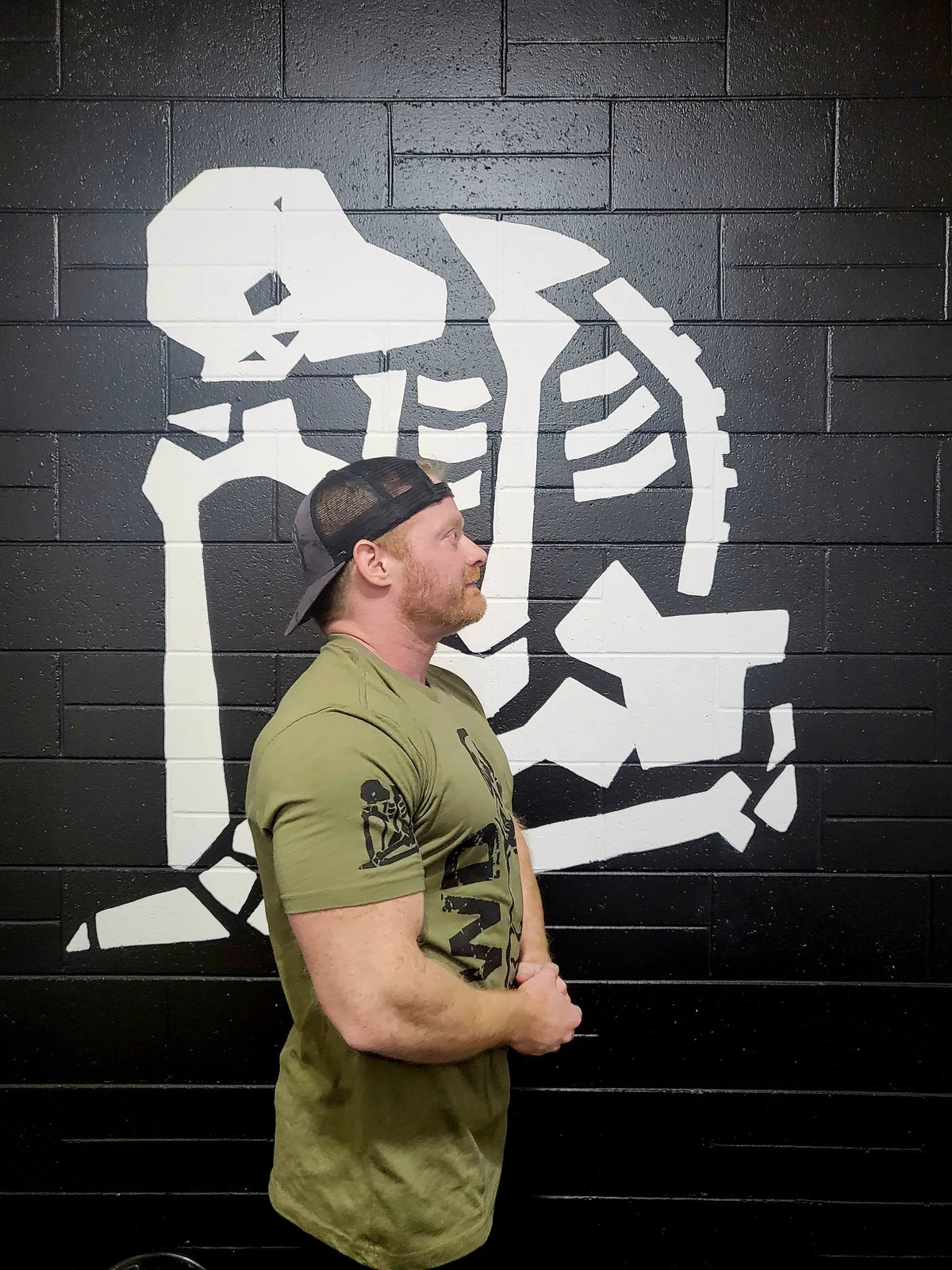 Rest When Dead - Jacked Skeleton Tee - Army Green