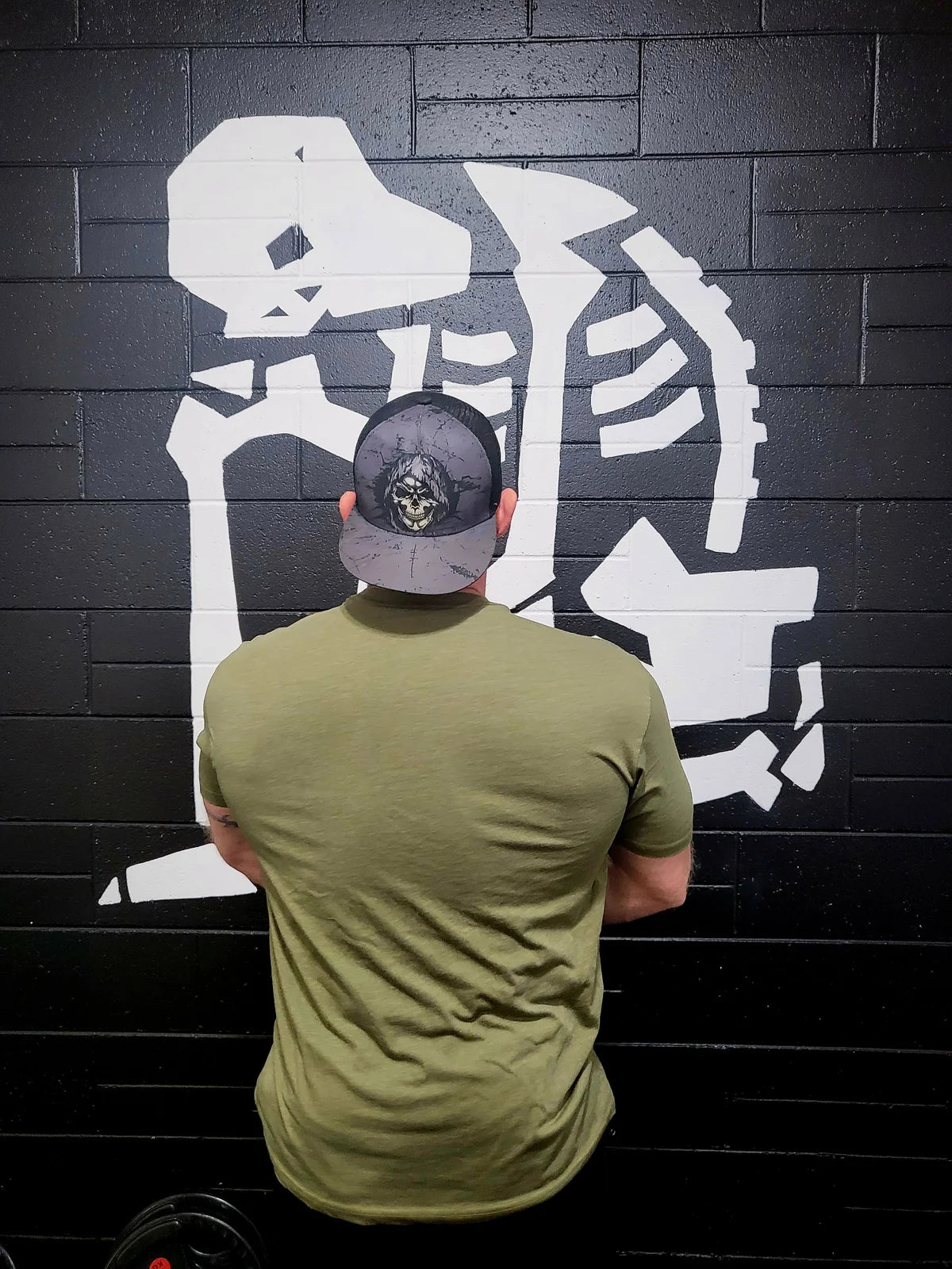 Rest When Dead - Jacked Skeleton Tee - Army Green