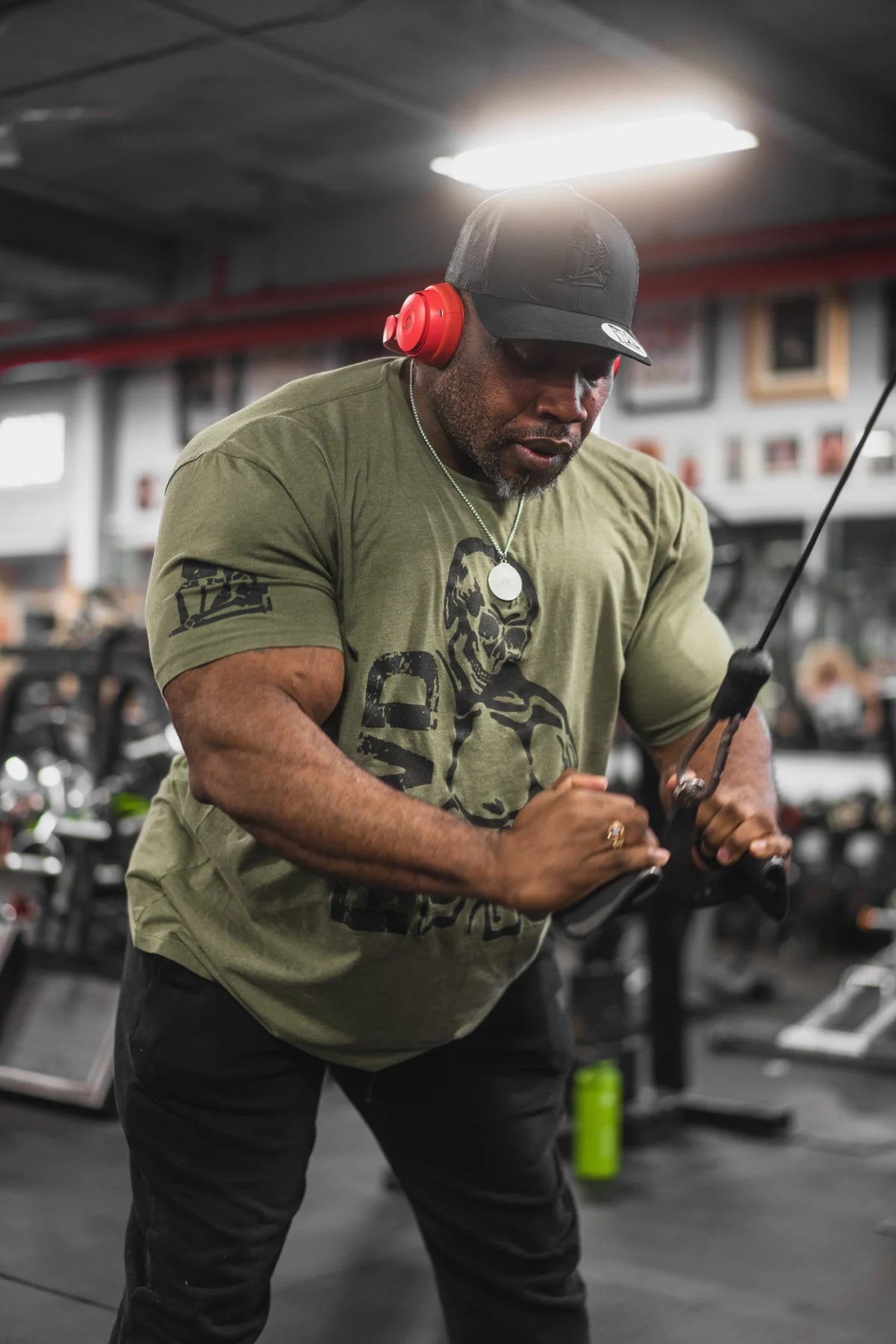 Rest When Dead - Jacked Skeleton Tee - Army Green