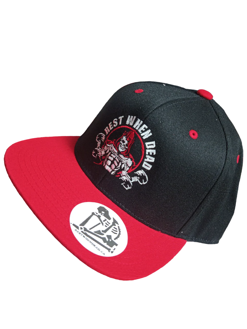 Rest When Dead - Snapback Hat (Red and Black)