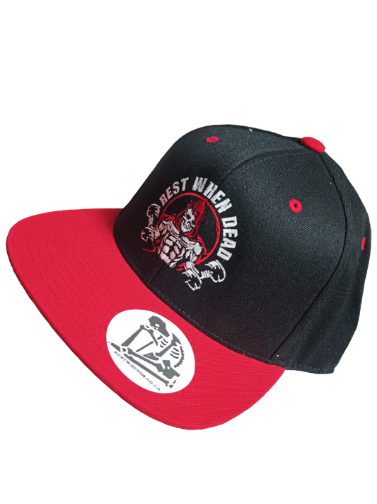 Rest When Dead - Snapback Hat (Red and Black)