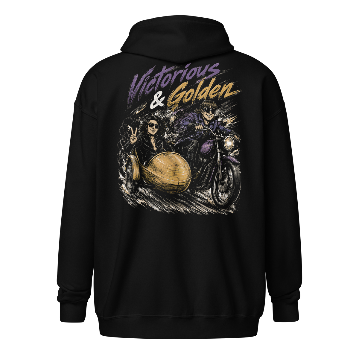 Victorious & Golden zip hoodie back graphic