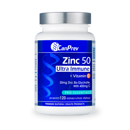 CanPrev - Zinc 50 Ultra Immune + Vitamin C (120 Vcaps)