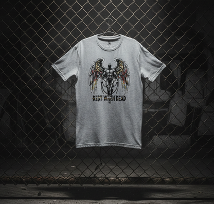 Rest When Dead - Angel Tee - Heathered Grey