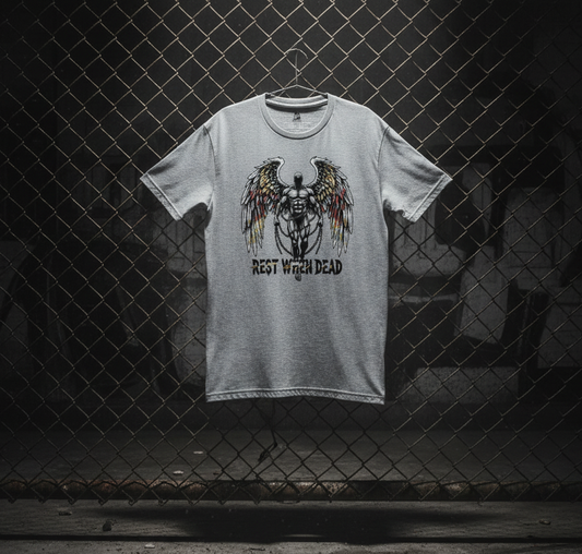 Rest When Dead - Angel Tee - Heathered Grey