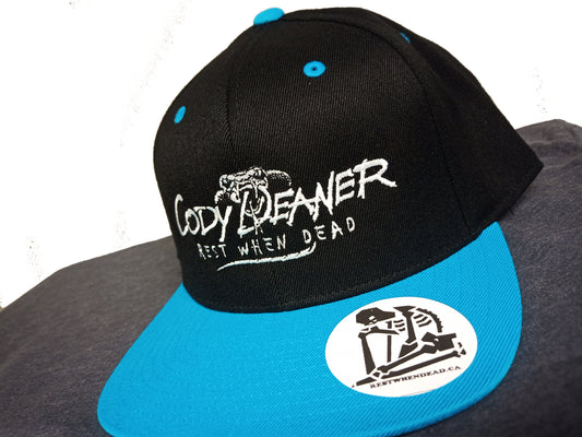 Rest When Dead Cody Deaner Signature Flat Brim Hat (Black/Turqoise)