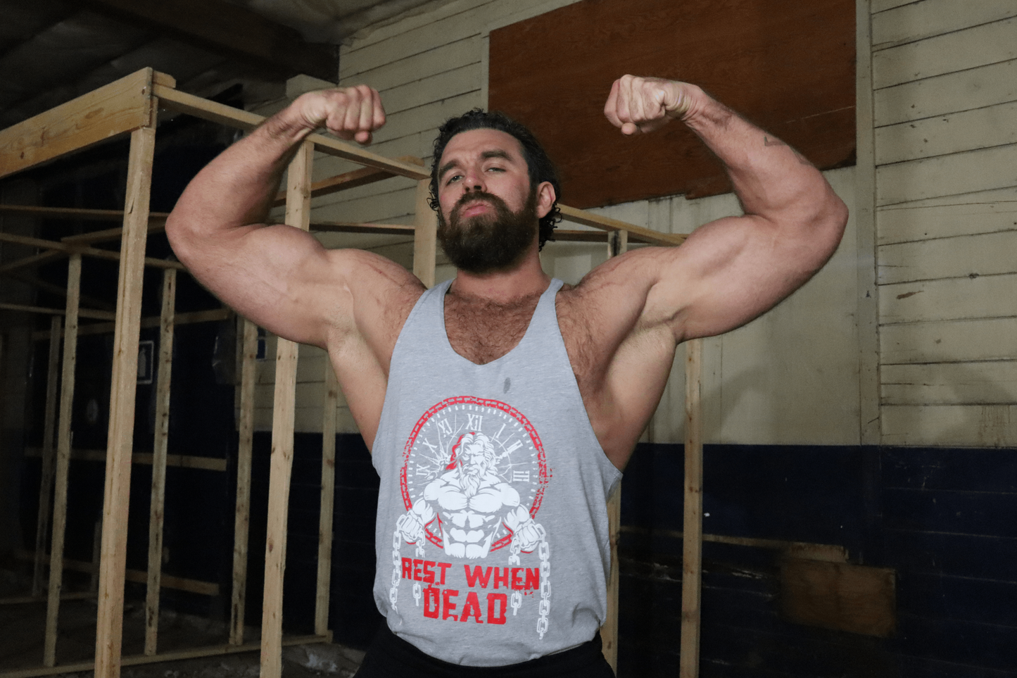 Rest When Dead - Father Time Logo - Classic Stringer - Grey