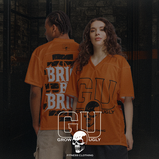 Grow Ugly Fitness Clothing - Brick by Brick Football style Jersey (Burnt Orange)