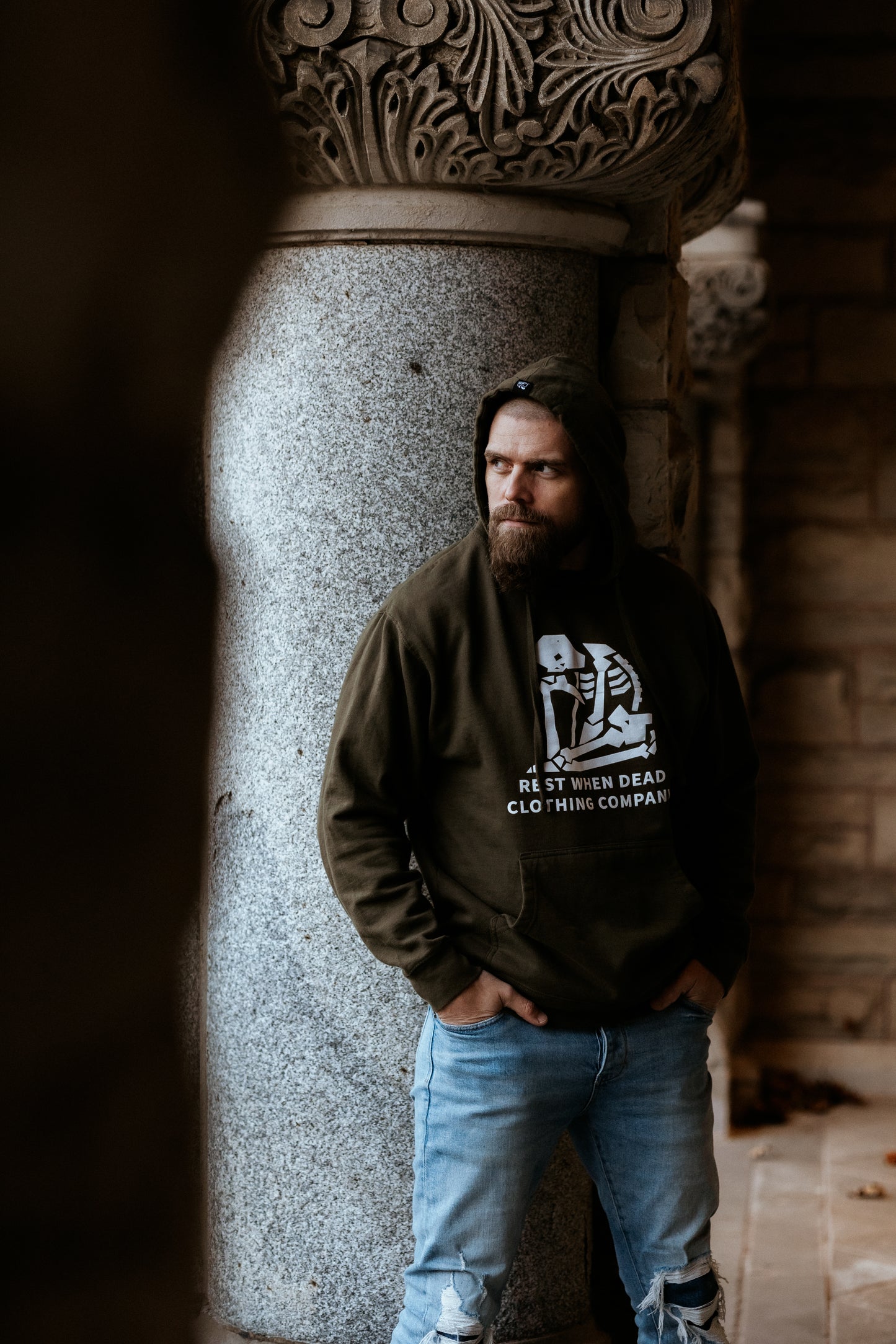Rest When Dead - Classic Logo Hoodie - Army Green