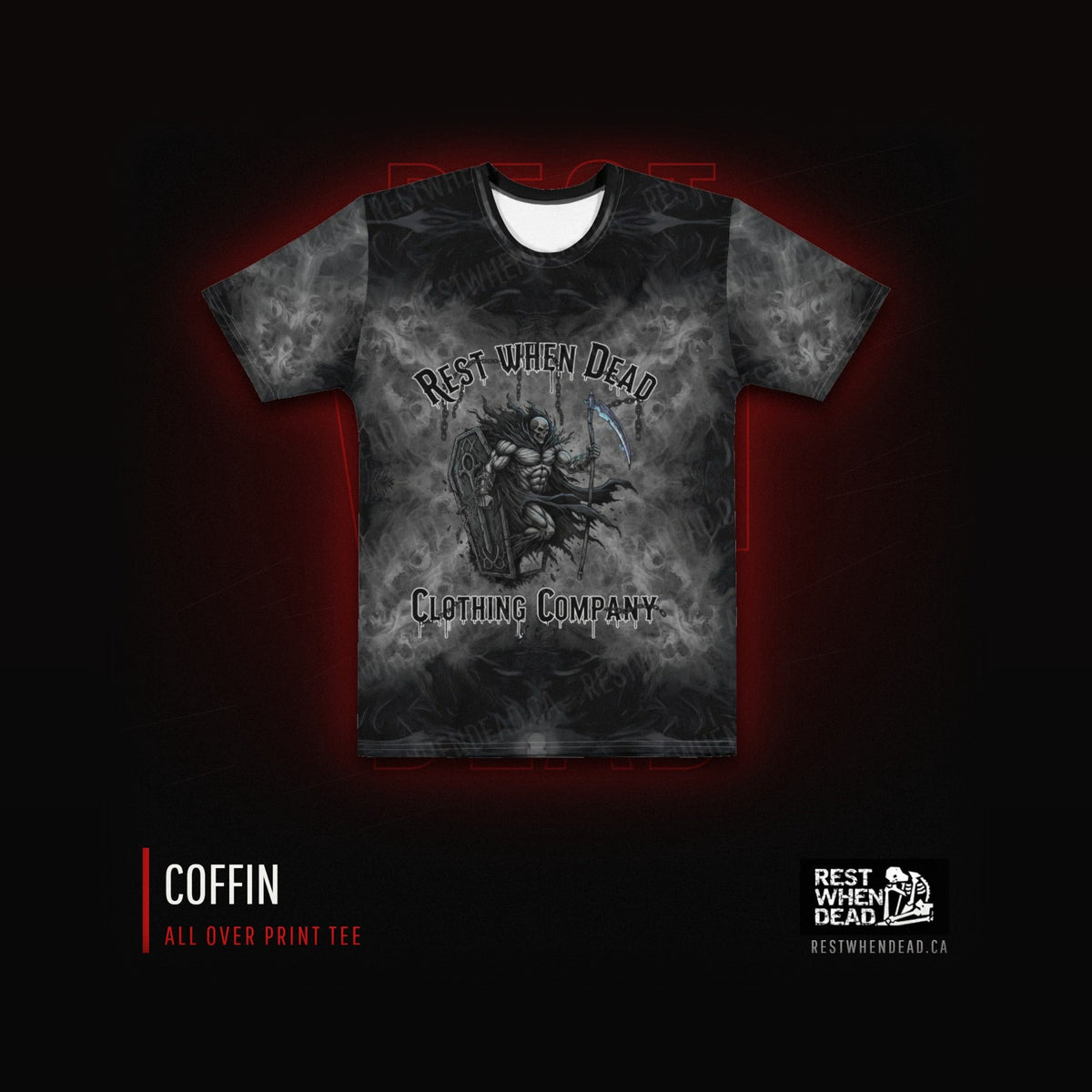 Rest When Dead Coffin all over print tee