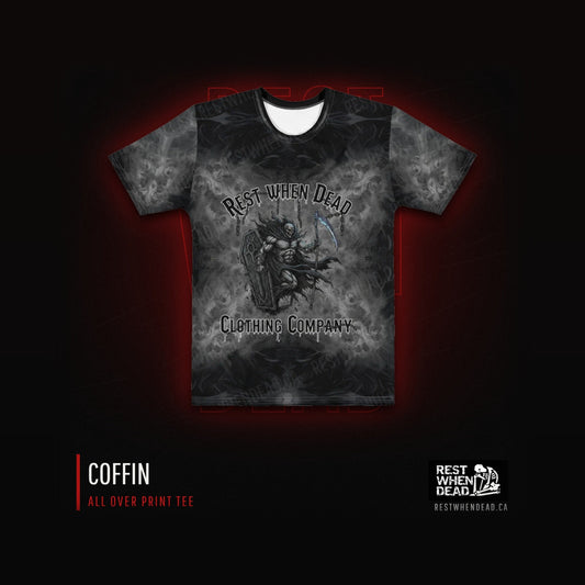 Rest When Dead Coffin all over print tee