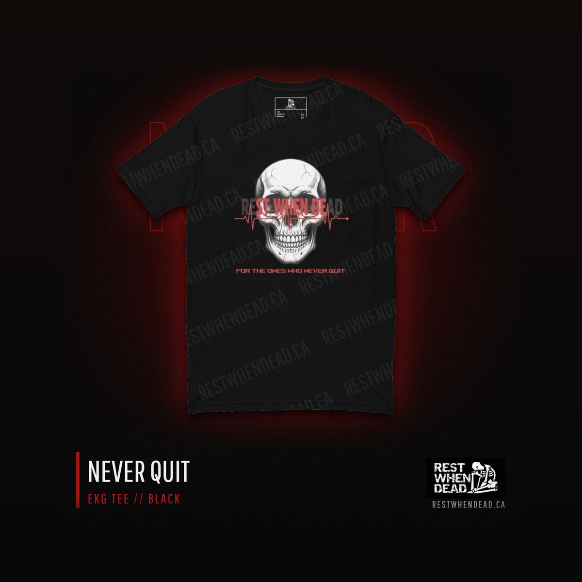 Rest When Dead EKG Never Quit tee, black