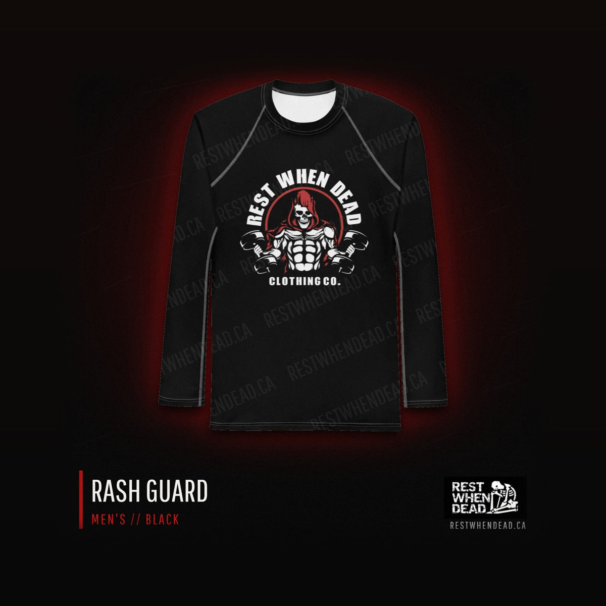 Rest When Dead men's rash guard, black