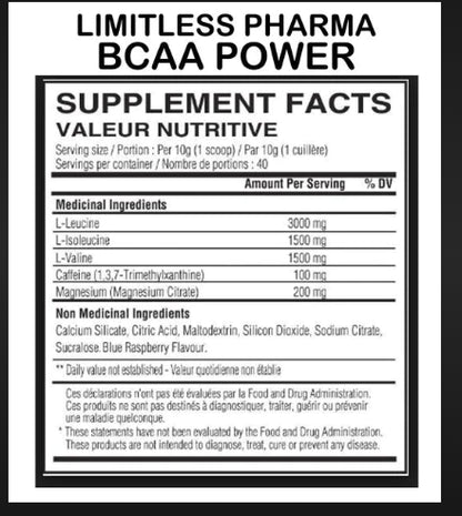 Limitless Pharma - BCAA Powder (400g 40 Serv)