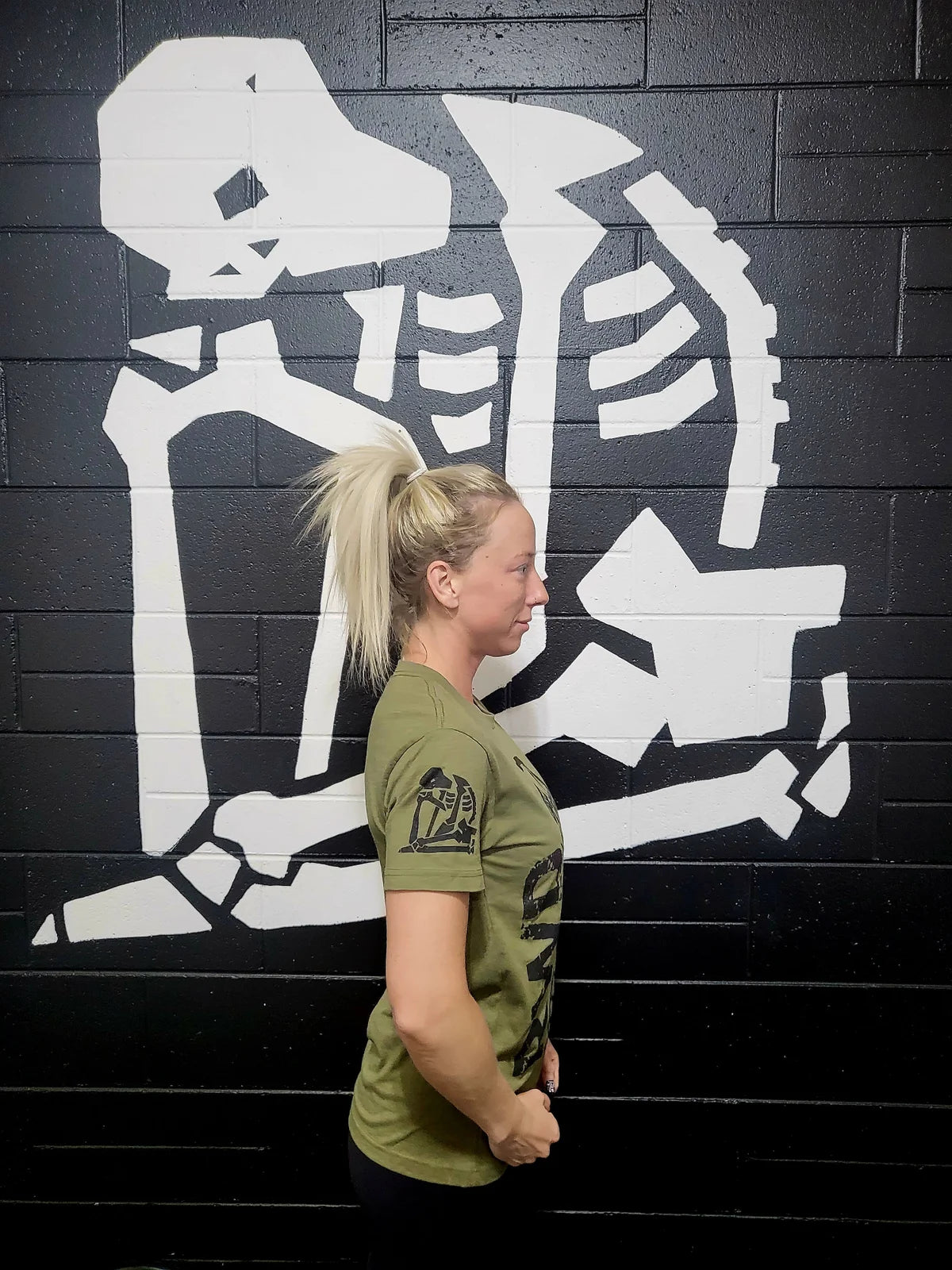 Rest When Dead - Jacked Skeleton Tee - Army Green