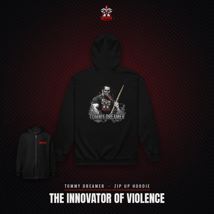Reaper Wrestling Tommy Dreamer zip up hoodie, black, back print
