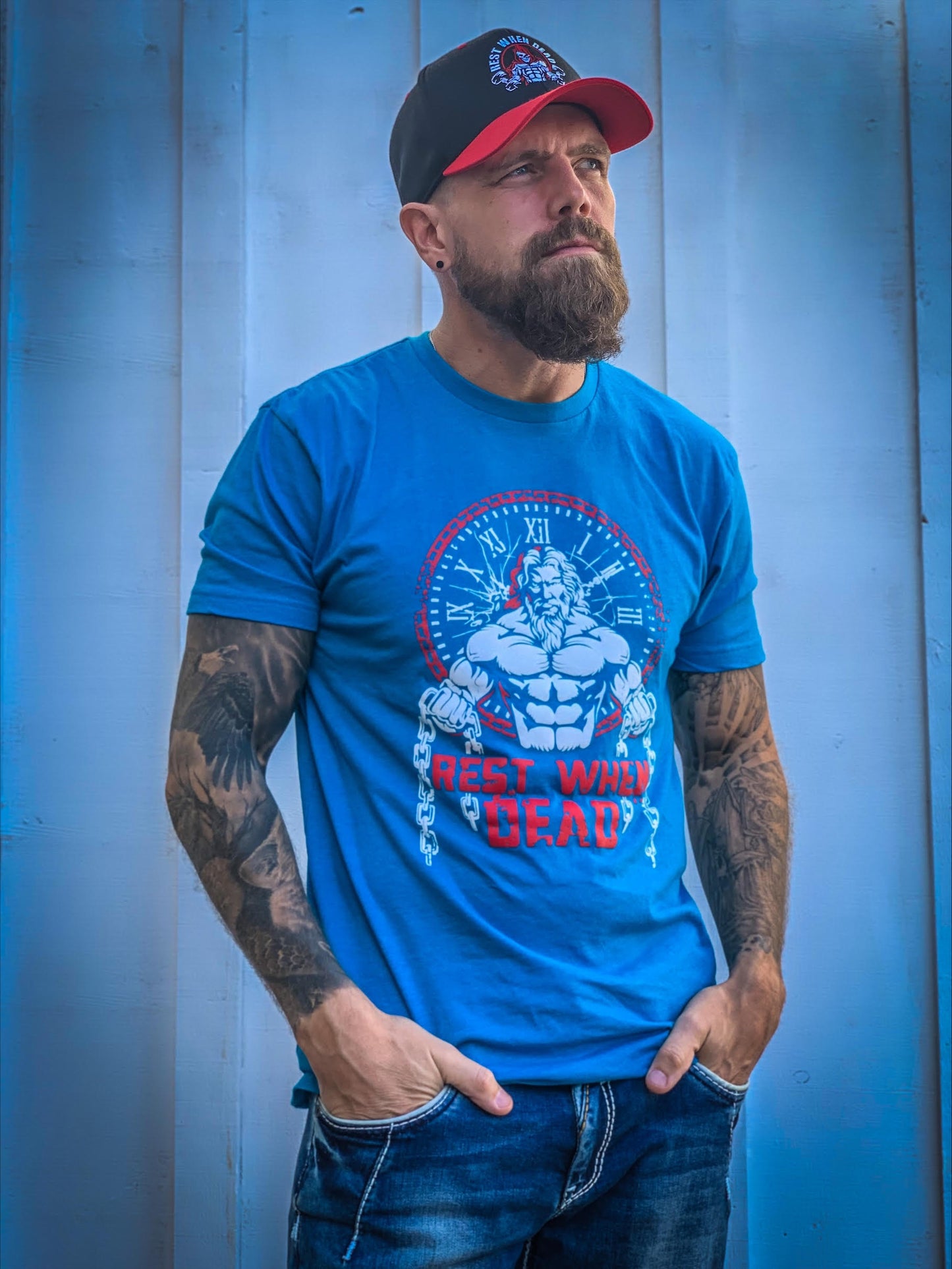 Rest When Dead - Father Time Logo Tee - Blue